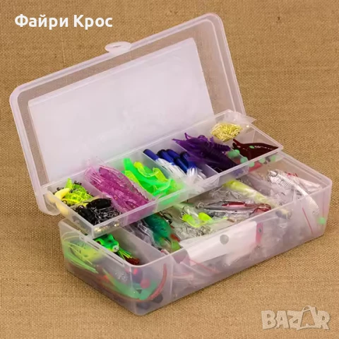 Рибарски принадлежности Риболовен комплект 300 части куфарче с такъми примамки блесна воблер червеи, снимка 4 - Такъми - 50641794