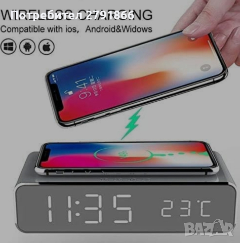 Цифров будилник,зарядно,LEDдисплей за iPhone X/XS/XR, iPhone 8, Galaxy S8/S7/S6 и други, снимка 4 - Apple iPhone - 44803117