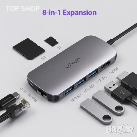 VAVA VA-UC006 8 в 1 USB C хъб адаптер, снимка 8 - Друга електроника - 48737199