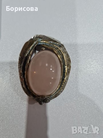 Сребърен комплект - пръстен и брошка с розов кварц, снимка 8 - Бижутерийни комплекти - 38999370