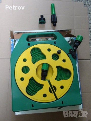 Маркуч - 15 m Немски Качествен плосък маркуч с Адаптери на макара - внос от Германия !!!, снимка 7 - Градински инструменти - 39386648