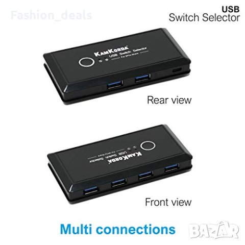 Нов Захранващ USB 3.0 хъб с 4 порта USB сплитер за 2 компютъра, снимка 6 - Друга електроника - 41757199