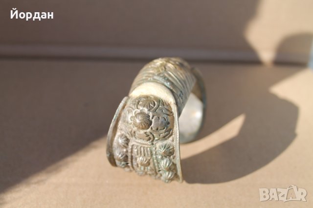 Сребърна възрожденска гривна с позлата, снимка 3 - Антикварни и старинни предмети - 41808145