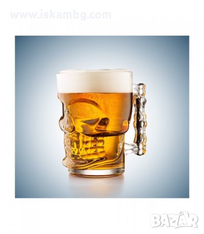 ЗАБАВНА СТЪКЛЕНА ХАЛБА ЗА БИРА ВЪВ ФОРМАТА НА ЧЕРЕП - код 2227, снимка 8 - Чаши - 33941435