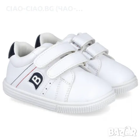 Бели бебешки обувки Унисекс със синьо лого BUBBLE KIDS