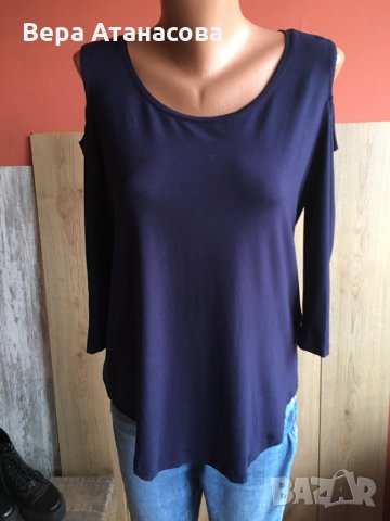 💙🧢Тъмно синя туника с отворени рамене,м/л➡️10 лв.🥼, снимка 2 - Блузи с дълъг ръкав и пуловери - 33887478