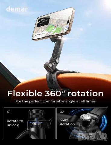 LISEN Автомобилна стойка за телефон с щипка MagSafe, снимка 3 - Аксесоари и консумативи - 50601188