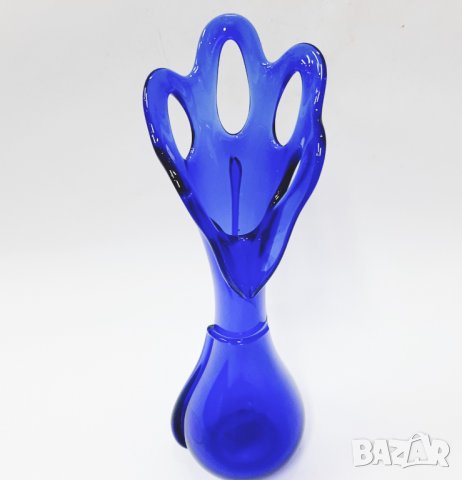 Ваза от кобалтово синьо стъкло, синя(13.3), снимка 2 - Вази - 39679916