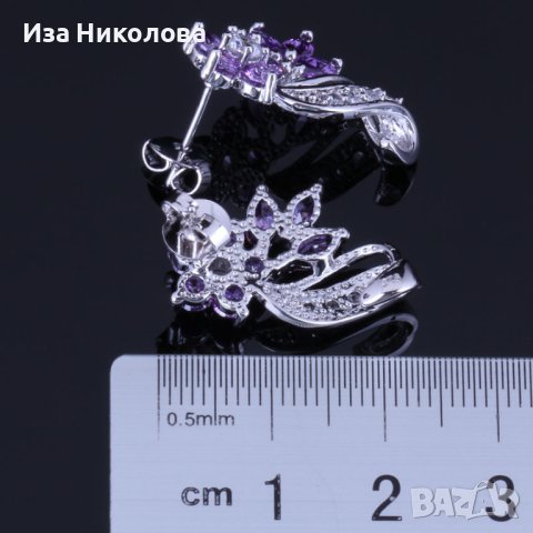 Сребърни обици със сапфир, снимка 8 - Обеци - 41304022