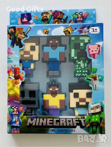 Комплект 6 броя Фигурки Майнкрафт, Комплект от 6 броя Minecraft фигурки Steve, Creeper, Skeleton, снимка 2 - Фигурки - 51629398