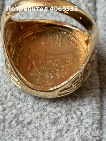 Златен пръстен с монета  14к 12.72гр 66размер (21мм) , снимка 9 - Пръстени - 53463509