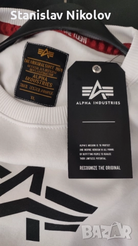 Нова Блуза Alpha Industries basic sweater white, Size XL, снимка 6 - Блузи - 52586214