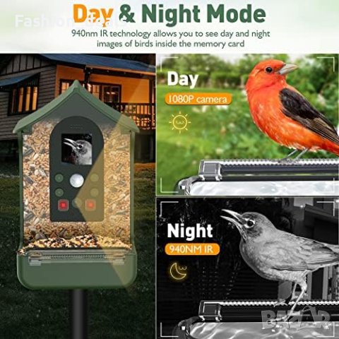 Нова Интелигентна хранилка за птици с 1080P камера Нощно виждане, снимка 3 - За птици - 41923123