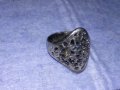 ВЕЛИКОЛЕПЕН АЖУРЕН СРЕБЪРЕН АРТ СТИЛ ПРЪСТЕН ОКСИДИРАНО СРЕБРО 925 МАЙСТОРСКА ИЗРАБОТКА 70873, снимка 15