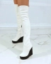 Ботуши на платформа - бяла кожа с черно ходило, снимка 1