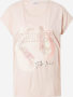 СТРАХОТНА тениска в нежен розов цвят със златист надпис и кабсички, снимка 3