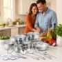 Премиум комплект съдове и прибори за готвене от неръждаема стомана – 18 части, снимка 3