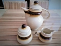 Български троен керамичен сет - кана, захарница и съд за мляко, снимка 1