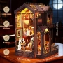 Нова DIY миниатюрна къща арт студио с LED светлина 3D дървен пъзел, снимка 4