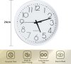 Стенен часовник декоративен модерен кръгъл , безшумен, без тиктакане, 10-инчов, с батерии, бял, снимка 4