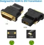 Rankie DVI към HDMI адаптер, 2 пакета позлатен 1080P мъжки към женски конвертор (черен), снимка 2