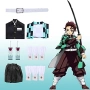 Нов Tanjiro Kamado костюм аниме cosplay сет с яке и аксесоари 12 части, снимка 5