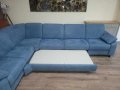 Син ъглов диван от плат с фунция сън MM-ZE1059, снимка 11