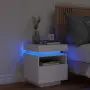 vidaXL Нощно шкафче с LED осветление, бяло, 40x39x48,5 см, снимка 2