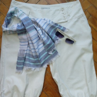 Бели ленени шалвари / дреха с детайли "Saint Tropez"® / голям размер , снимка 2 - Къси панталони и бермуди - 36363518