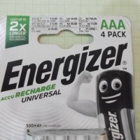 Комплект от 4 бр. акумулаторни батерии "Energizer - AAA", снимка 2 - Батерии, зарядни - 41543406