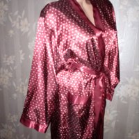 Marcel Clair -M-Сатенен халат в бордо с памучна основа, снимка 3 - Нощници - 34562855