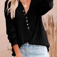 Дамска едноцветна блуза с копчета и дълъг ръкав, 5цвята - 023, снимка 9 - Блузи с дълъг ръкав и пуловери - 41948867