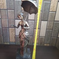 Бронзова Скулптура във Сребърно Покритие-Дамата със Чадъра 19 Век Испания , снимка 12 - Статуетки - 42112272