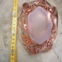 Пепелник цветно розово кристално стъкло ръчна изработка, снимка 3 - Декорация за дома - 44449371