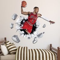 Баскетбол Баскетболист малък самозалепващ стикер лепенка за стена мебел детска стая и др, снимка 1 - Други - 41332066