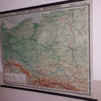 Стара платнена карта Полска народна република, снимка 2 - Антикварни и старинни предмети - 36216261