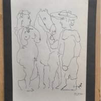 Пабло Пикасо, рисунка с туш, графика, Стара картина, илюстрация, снимка 4 - Колекции - 35852520