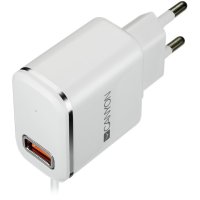 Зарядно Canyon с вграден кабел за Iphone и USB порт CNE-CHA043WS, снимка 5 - Оригинални зарядни - 41292002