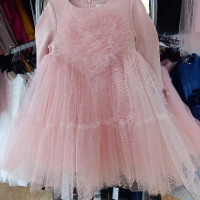 💃Детска официална рокля с тюл за момиче в розово, снимка 1 - Бебешки рокли - 44595986