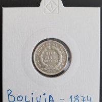 Сребърна монета Боливия 10 Сентавос 1874 г., снимка 1 - Нумизматика и бонистика - 39161222