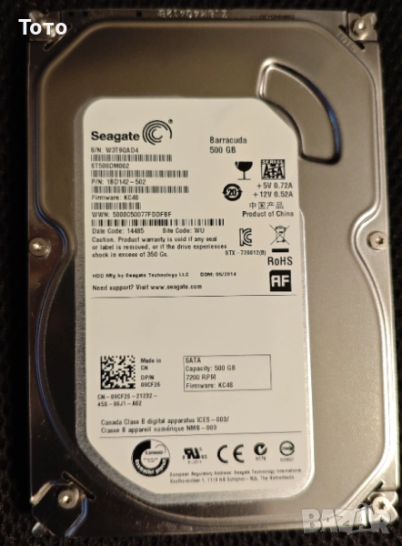 Продавам диск Seagate Barracuda 500 GB, SATA3, 7200 RPM, снимка 1