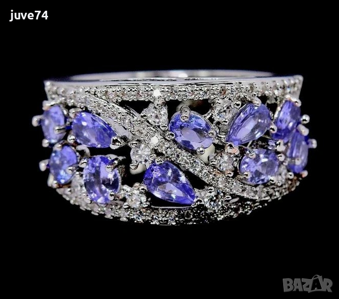 СРЕБЪРЕН ПРЪСТЕН С ТАНЗАНИТ (ТАНЗАНИЯ), снимка 1