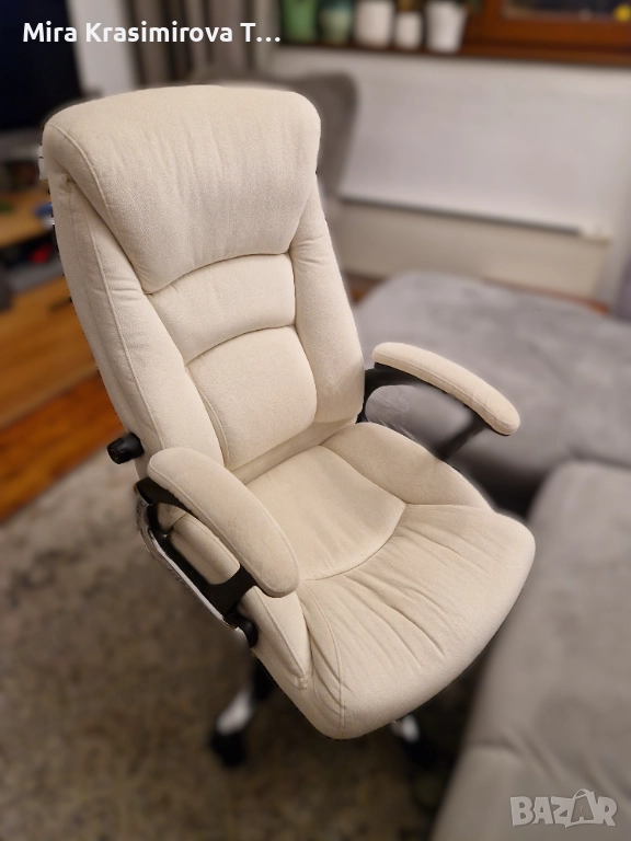 Президентски офис стол Carmen - бял / крем, снимка 1