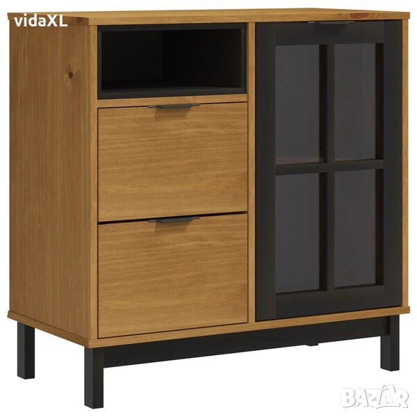 vidaXL Бюфет със стъклени вратички "FLAM" 80x40x80 см бор масив(SKU:357826), снимка 1