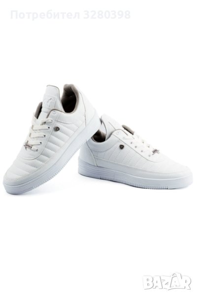 Мъжки кецове в бял цвят и равна подметка, снимка 1