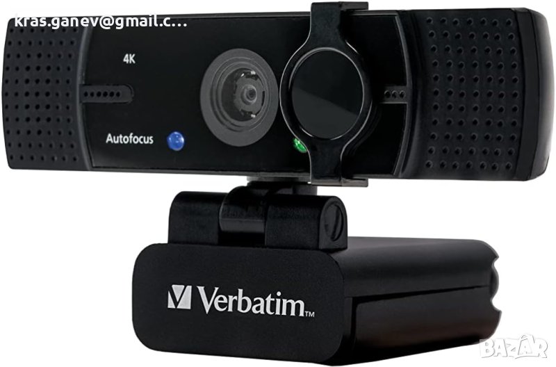 Оригинална Verbatim уеб камера с двоен микрофон, външна камера за компютър или лаптоп с Ultra HD 4K , снимка 1