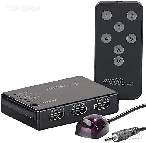 auvisio HDMI превключвател: 5-посочен HDMI превключвател с дистанционно управление, HDMI 1.4, до 4K, снимка 1