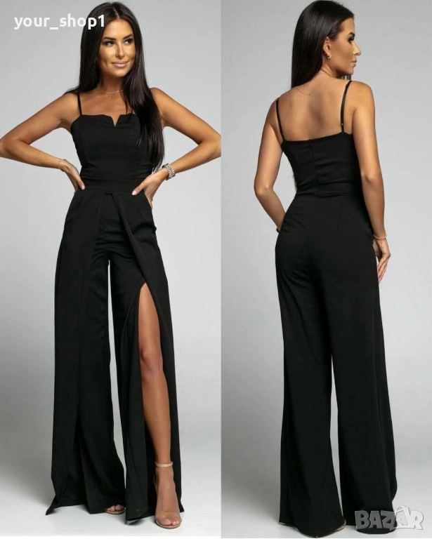 Дамски дълъг елегантен гащеризон в черно , снимка 1