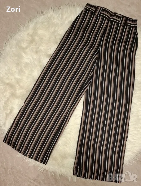СТРАХОТЕН панталон в черно-бежово райе ХС размер , снимка 1