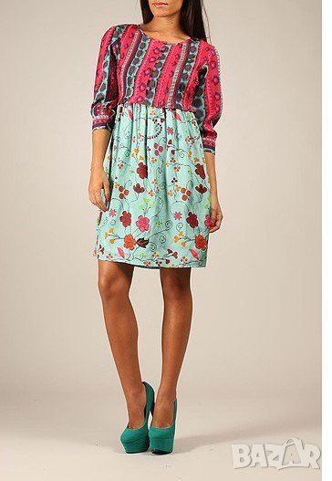 Рокля в тюркоаз и циклама Markshara - M, снимка 1